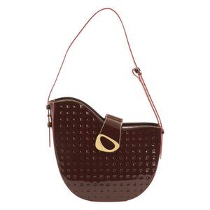 ARCADIA Made In Italy Patent Leather Flap Hardware Hobo Bag